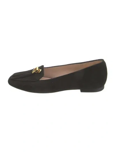 Pre-owned Stuart Weitzman Suede Tassel Accents Loafers In Black