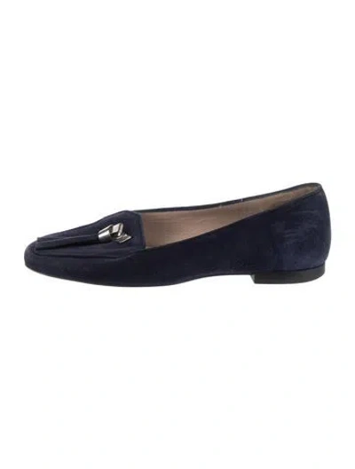 Pre-owned Stuart Weitzman Suede Tassel Accents Loafers In Blue