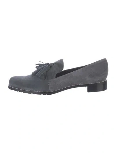 Pre-owned Stuart Weitzman Suede Tassel Accents Loafers In Gray