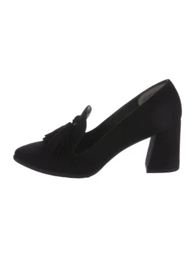 Pre-owned Stuart Weitzman Suede Tassel Accents Pumps In Black