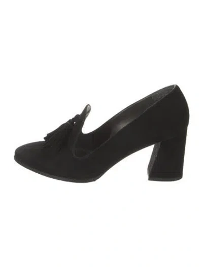 Pre-owned Stuart Weitzman Suede Tassel Accents Pumps In Black