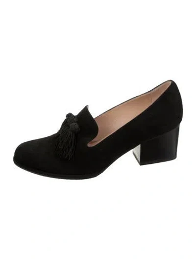 Pre-owned Stuart Weitzman Suede Tassel Accents Pumps In Black