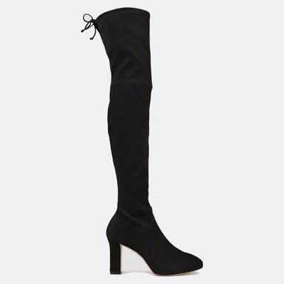 Pre-owned Stuart Weitzman Suede Thigh High Boots Size 34 In Black