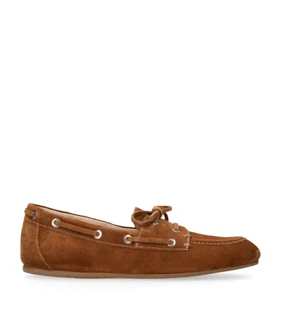 Stuart Weitzman Suede Tinsley Moccasins In Brown