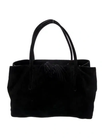 Pre-owned Stuart Weitzman Suede Top Handle Bag In Black