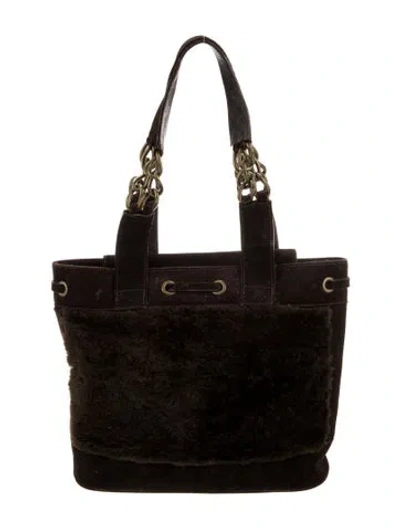 Pre-owned Stuart Weitzman Suede Top Handle Bag In Brown