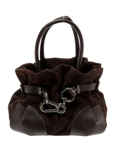 Pre-owned Stuart Weitzman Suede Top Handle Bag In Brown