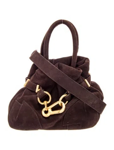 Pre-owned Stuart Weitzman Suede Top Handle Bag In Brown