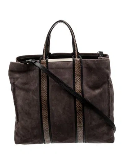 Pre-owned Stuart Weitzman Suede Top Handle Bag In Gray