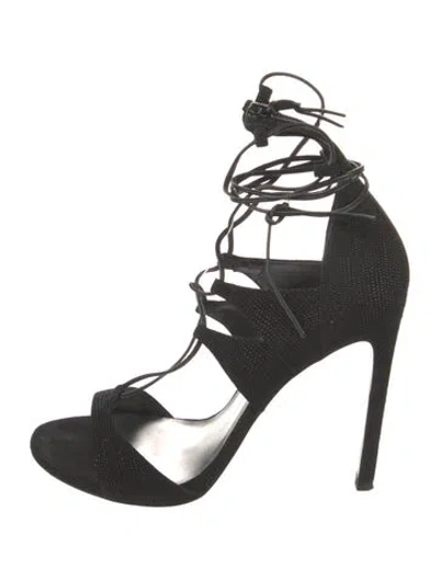 Pre-owned Stuart Weitzman Suede T-strap Pumps In Black