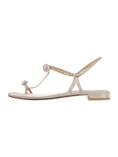 Pre-owned Stuart Weitzman Suede T-strap Sandals In Gray