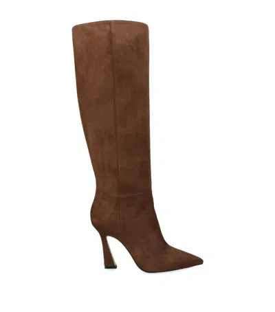 Stuart Weitzman Suede Vinnie Zip Knee-high Boots 100 In Brown