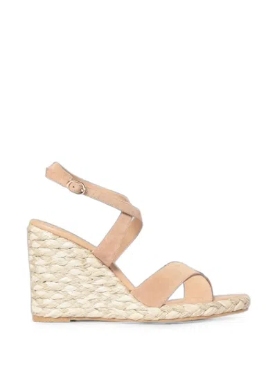 Stuart Weitzman Suede Wedge Sandals In Neutral