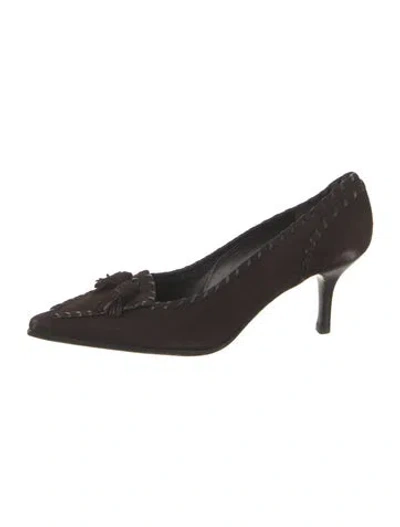 Pre-owned Stuart Weitzman Suede Whipstitch Trim Pumps In Brown