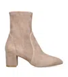Stuart Weitzman Womens Tan Yuliana Panelled Suede Heeled Ankle Boots In Beige