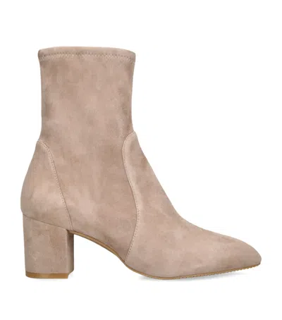 Stuart Weitzman Womens Tan Yuliana Panelled Suede Heeled Ankle Boots