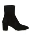 Stuart Weitzman Yuliana 60 Suede Leather Ankle Boot In Black