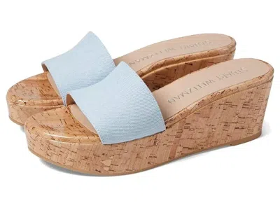 Stuart Weitzman Summer Sandals Women's 10 Blue Degrade Leather Wedge Heel Khd847