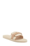 Stuart Weitzman Super Studs Genuine Shearling Slide Sandal In Cream/sandalwood