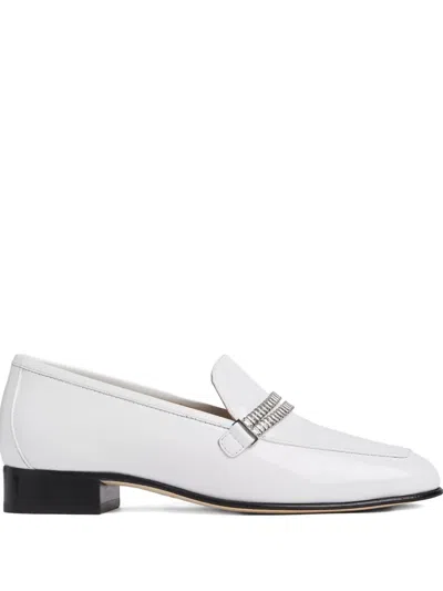 Stuart Weitzman Superglam Crystal-embellished Loafer In White