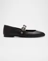 Stuart Weitzman Supermoto Leather Mary Jane Ballerina Flats
