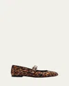 Stuart Weitzman Supermoto Leopard Mary Jane Ballerina Flats