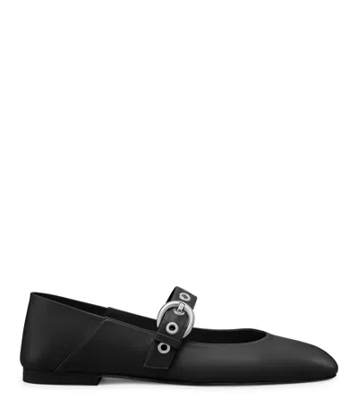 Stuart Weitzman , Supermoto Mary Jane, Loafer Und Flache Schuhe, Black, Lacquered Nappa