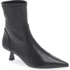 Stuart Weitzman Leather Ankle Boots Kitten Heel In Black