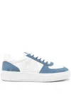 Stuart Weitzman Mixed Leather Courtside Low-top Sneakers In White
