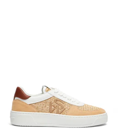 Stuart Weitzman Sw Courtside Raffia Sneakers In Multicolour