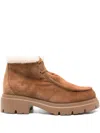 Stuart Weitzman Suede Lace-up Ankle Boots With Chunky Sole In Brown