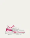 Stuart Weitzman Sw Leather Trainer Sneakers In White/fuchsia