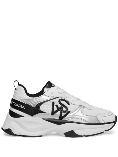 Stuart Weitzman Sw Logo-appliqué Sneakers In White