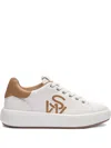 Stuart Weitzman Sw Pro Logo Lace-up Sneakers In White
