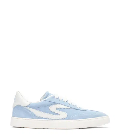 Stuart Weitzman Low Top Runaround Sneakers With Suede Finish In Blue
