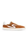 Stuart Weitzman Low Top Suede Sneakers With Rubber Sole In Hazel/white