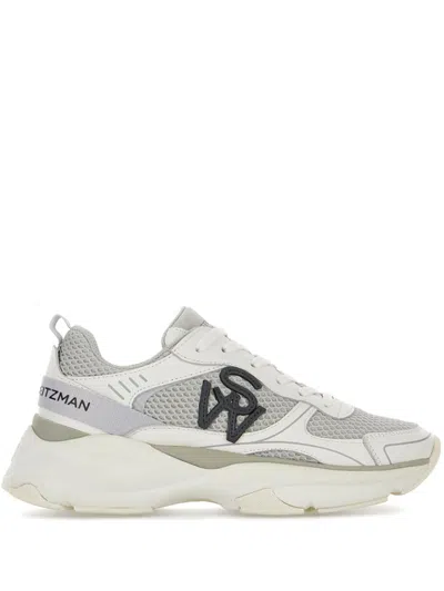 Stuart Weitzman Logo-patch Mesh Chunky Sneakers In Grey White