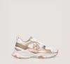 Stuart Weitzman Multicolor Sneakers With Logo Embroidery On The Side And Logo Patch On The Heel In White & Tobacco