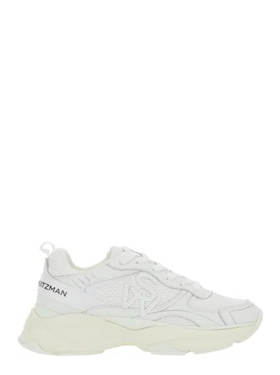 STUART WEITZMAN WHITE SNEAKERS WITH LOGO EMBROIDERY ON THE SIDE AND LOGO PATCH ON THE HEEL IN LEATHER AND MESH WOMAN