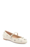 Stuart Weitzman Tammy Crystal Mary Jane Flat In White
