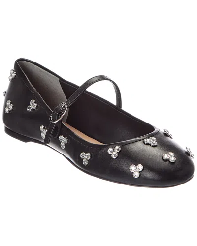 Stuart Weitzman Tammy Leather Mary Jane Ballet Flat In Black