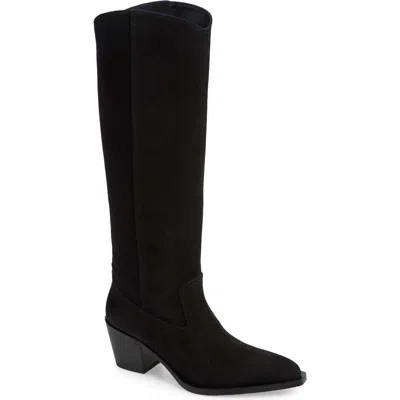 Stuart Weitzman Under-the-knee 5050 Suede And Fabric Boots In Black