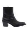 Stuart Weitzman Leather Block Heel Ankle Boots With Pointed Toe