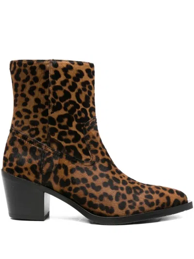 Stuart Weitzman Block Heel Animal Print Bootie