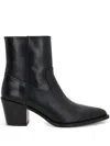Stuart Weitzman Leather Block Heel Ankle Boots With Pointed Toe In Black