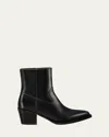 Stuart Weitzman Leather Block Heel Ankle Boots With Pointed Toe