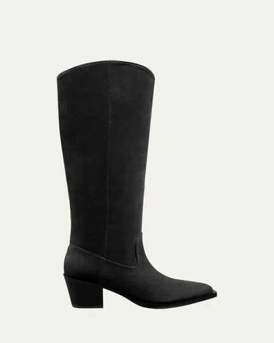 STUART WEITZMAN TATE KNEE-HIGH POINTED SUEDE BOOTS