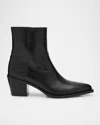 Stuart Weitzman Tate Pointed Zip Leather Booties In Black