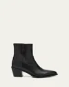 Stuart Weitzman Tate Pointed Zip Leather Booties In Black
