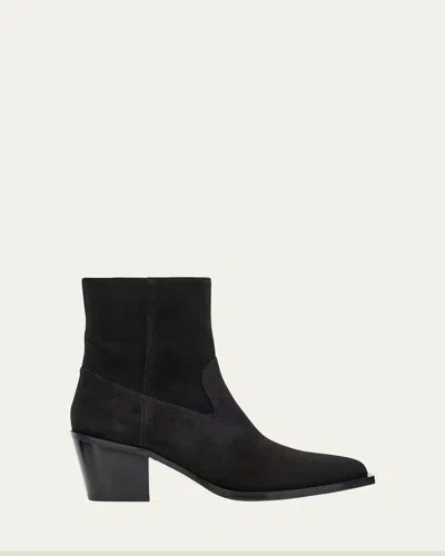 Stuart Weitzman Tate Suede Booties In Black